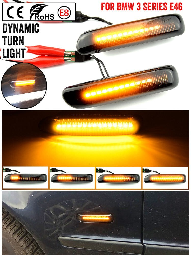 Dynamic LED Side Marker Light Turn Signal Lamp for BMW E46 Limo Touring Coupe