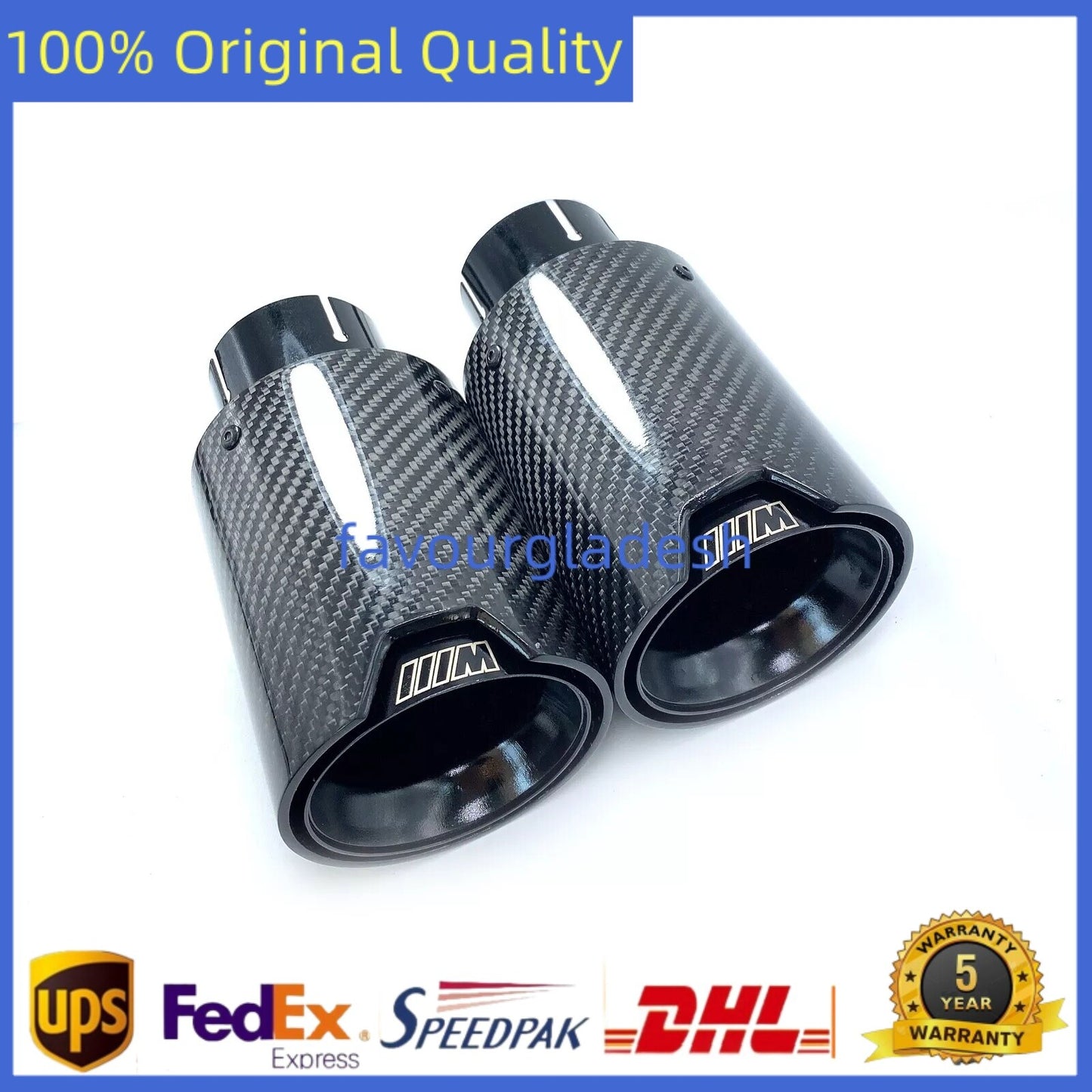2PCS 2.5''Inlet Glossy Black Carbon Fiber Exhaust Tip For M Performance for BMW Pipe
