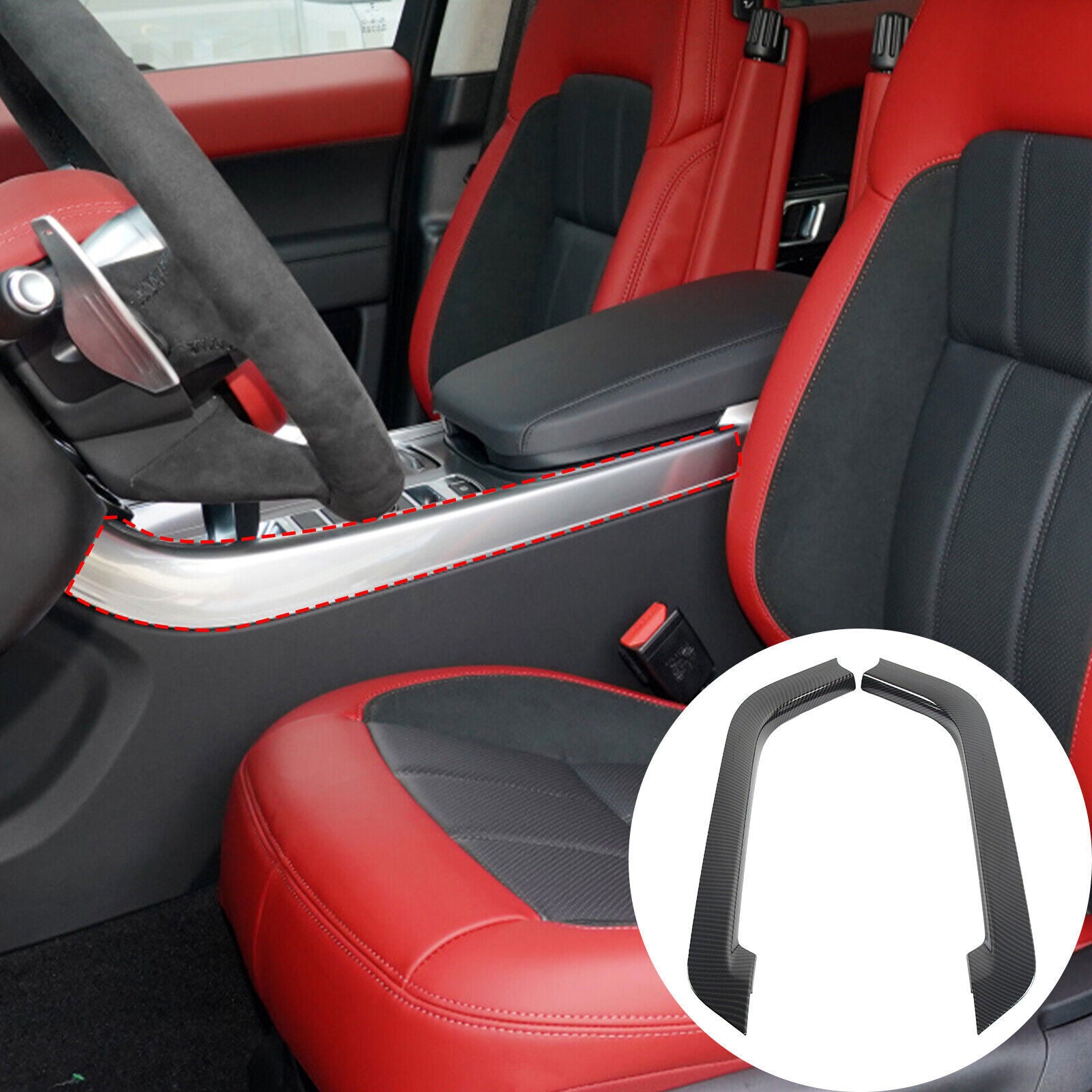 Carbon Fiber ABS Gear Shift Side Trim Covers 2P for Range Rover Sport 2014-2022