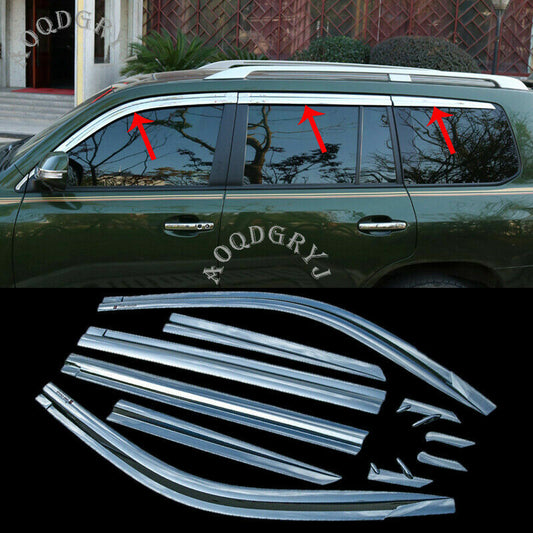 New Chrome Side Window Wind Deflector Visor Rain Guard for Land Cruiser 2008-21