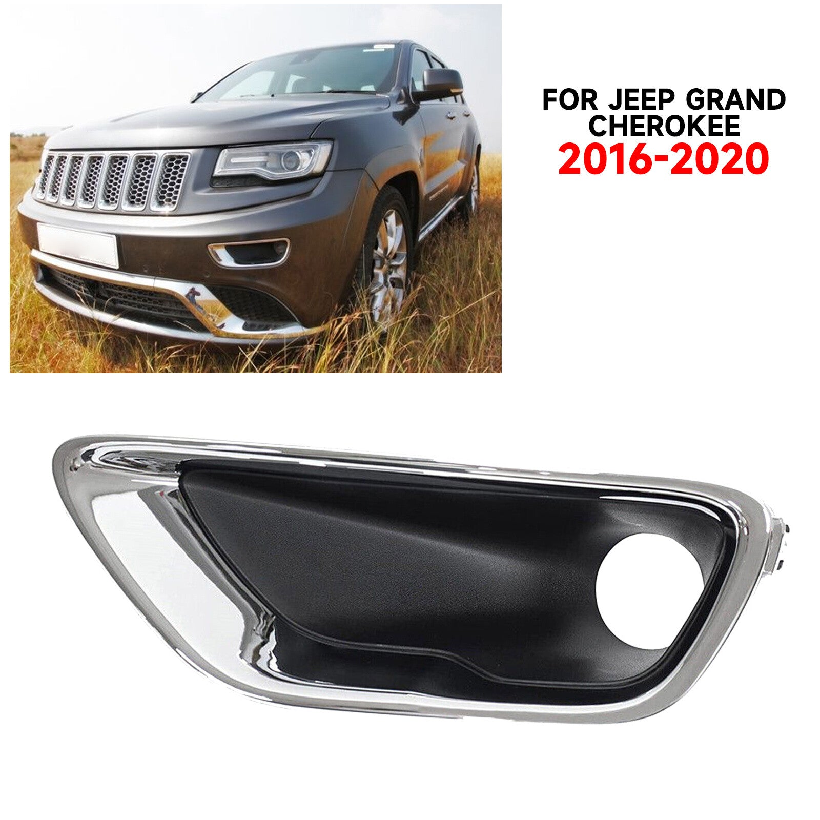 Front Pair Left Right Fog Lamp Bezel Fits For 2016-2020 for Jeep Grand Cherokee