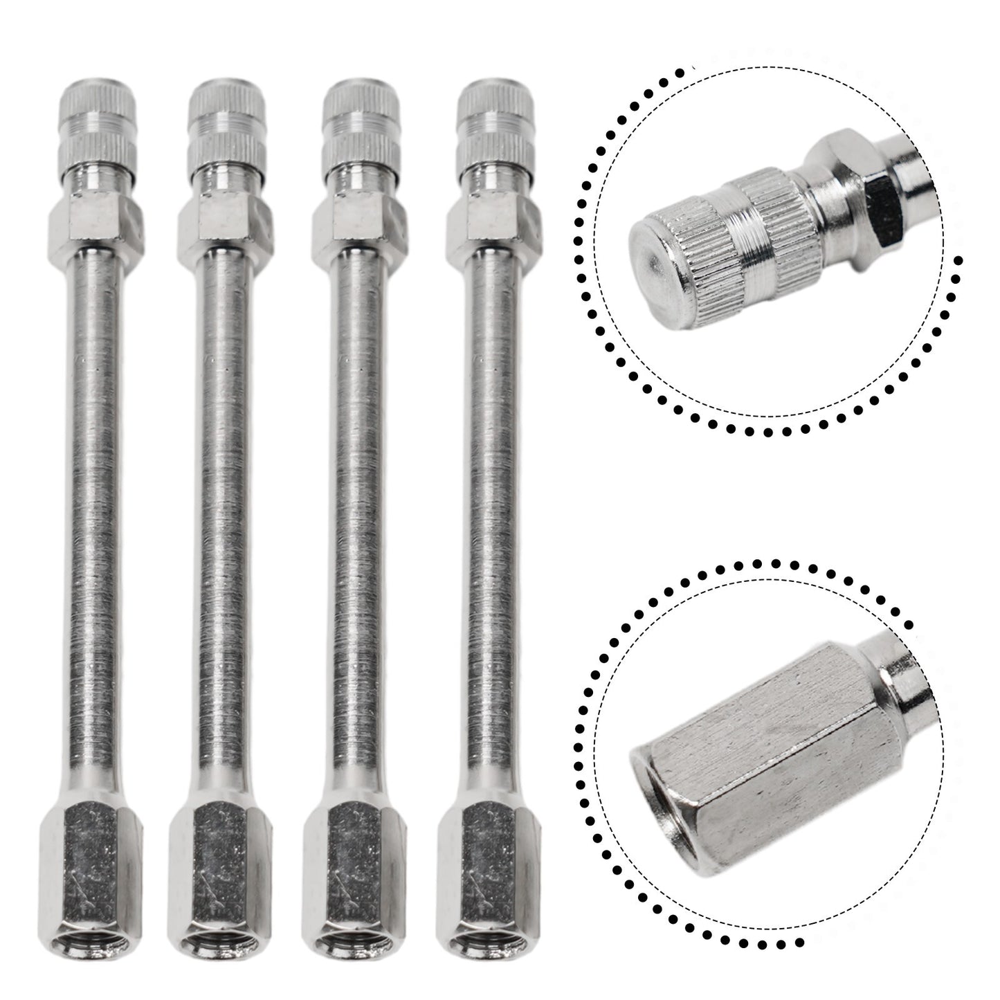 Portable 100mm Tire Valve Extension For Quick And Safe Tire Inflation Pack Of 4