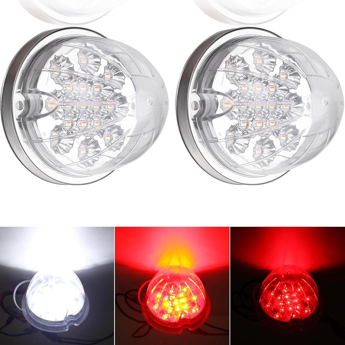 2PCS Red to White Truck LED Watermelon Lights Turn Signal Side Marker Auxiliary
