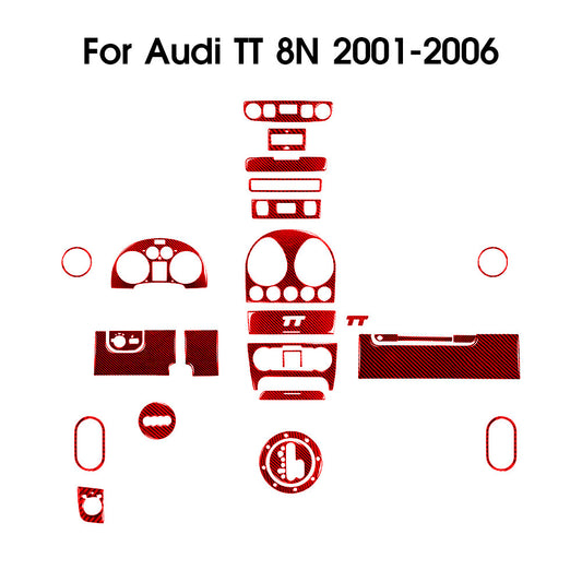 28X Red Carbon Fiber Full Set Cover Trim Panel Kit for Audi TT 8N 2001-2006
