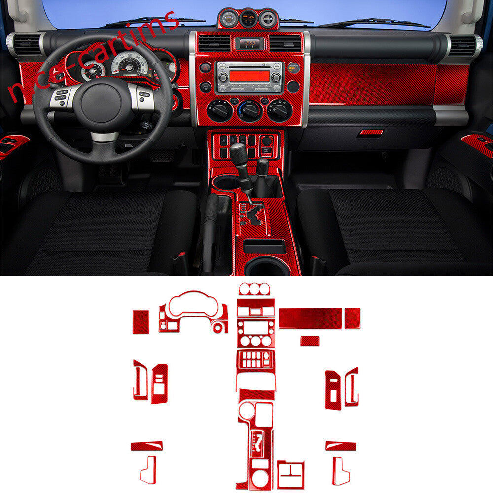 38Pcs Red Carbon Fiber Interior Full Set Trim Kits For Toyot@ FJ Cruiser 2007-21