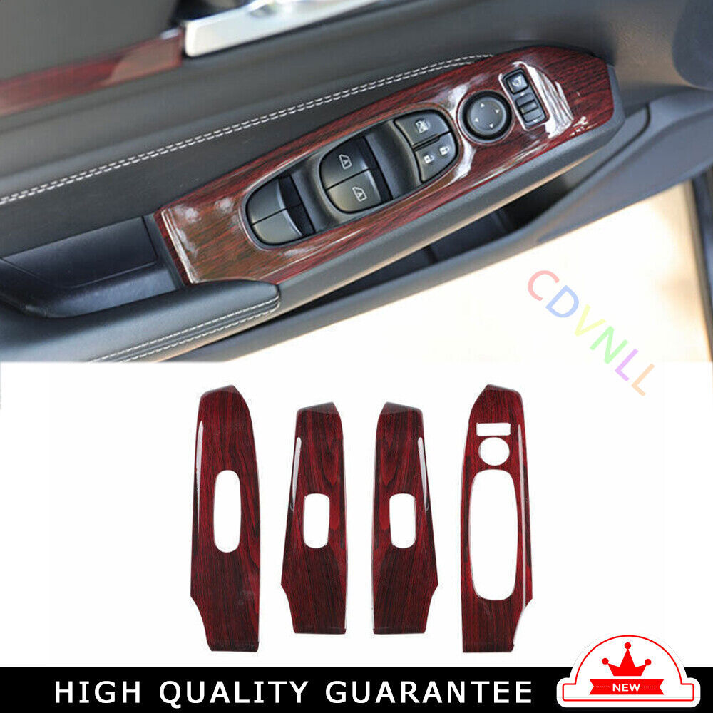 Glass Window Lifting Lock Panel Trim for Nissan Altima 19-2022 Red Wood Grain