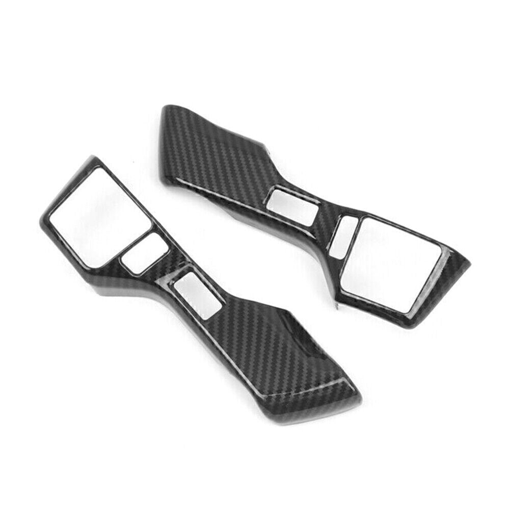 2xCarbon Fiber Black Steering Wheel Button Cover Trim for Toyota Tacoma 2016-19