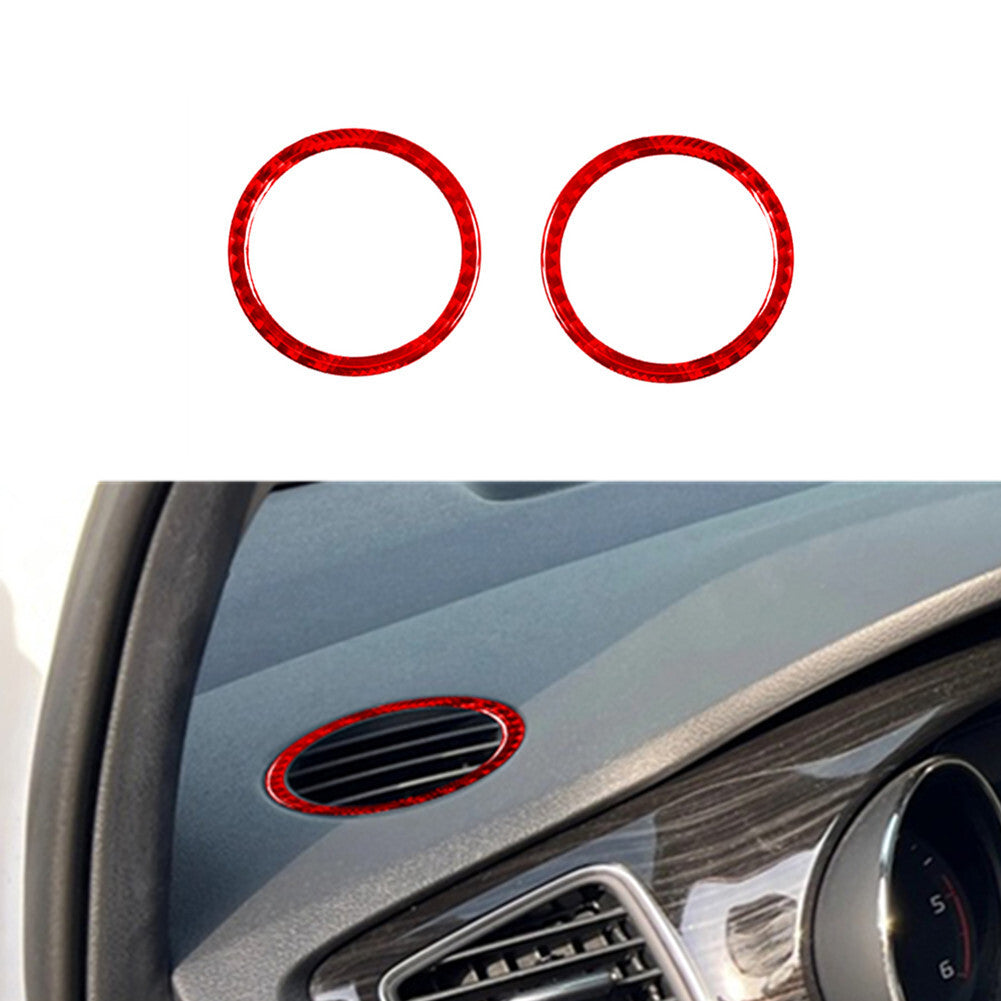 Red Carbon Fiber Front Defog Air Vent Outlet Trim Cover for KIA Sedona 2015-2016
