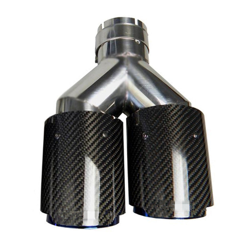Car Right Carbon Fiber Y-shaped Dual Outlet Exhaust Pipe Muffler Tip Tail Throat