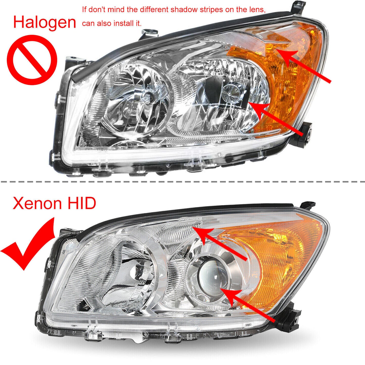 Front Headlight Lens Cover Shell Headlamp Cap for Toyota RAV4 2009-2012