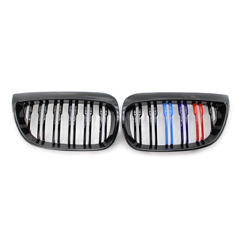 Double Slat M-Color Front Kidney Grille Gloss Black Fit for BMW E87 1-Series 2004-07