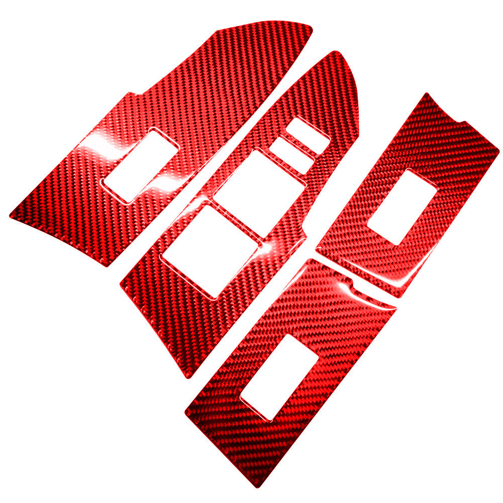 Red Carbon Fiber Window Control Button Cover Trim for Toyota for Corolla 2014-2018