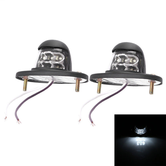 2 Pcs Universal White 6LED Light 12V DC License Plate Light With Screws + Nuts