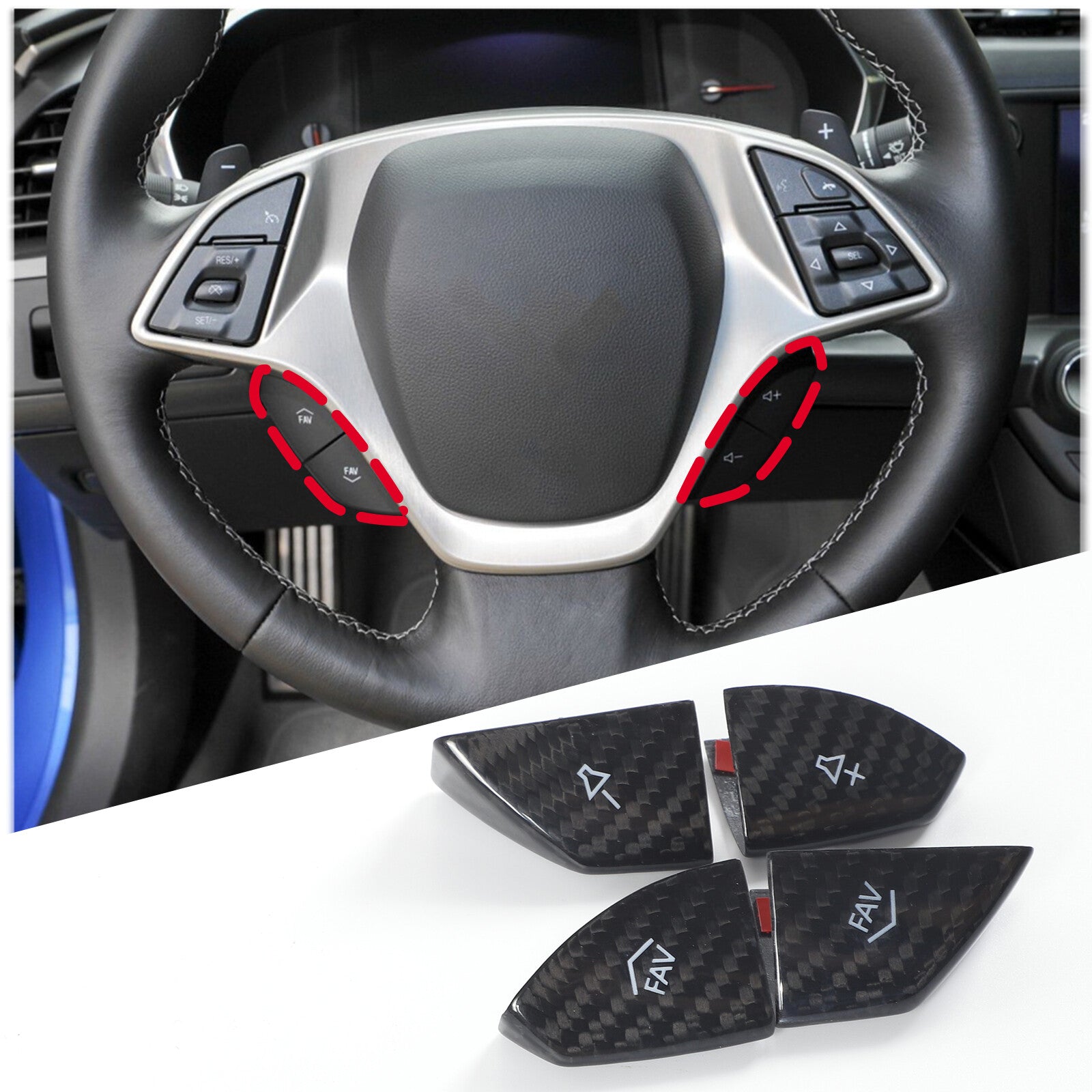 ABS red window lift button cover trim for Corvette C8 adjustable 2020-2023