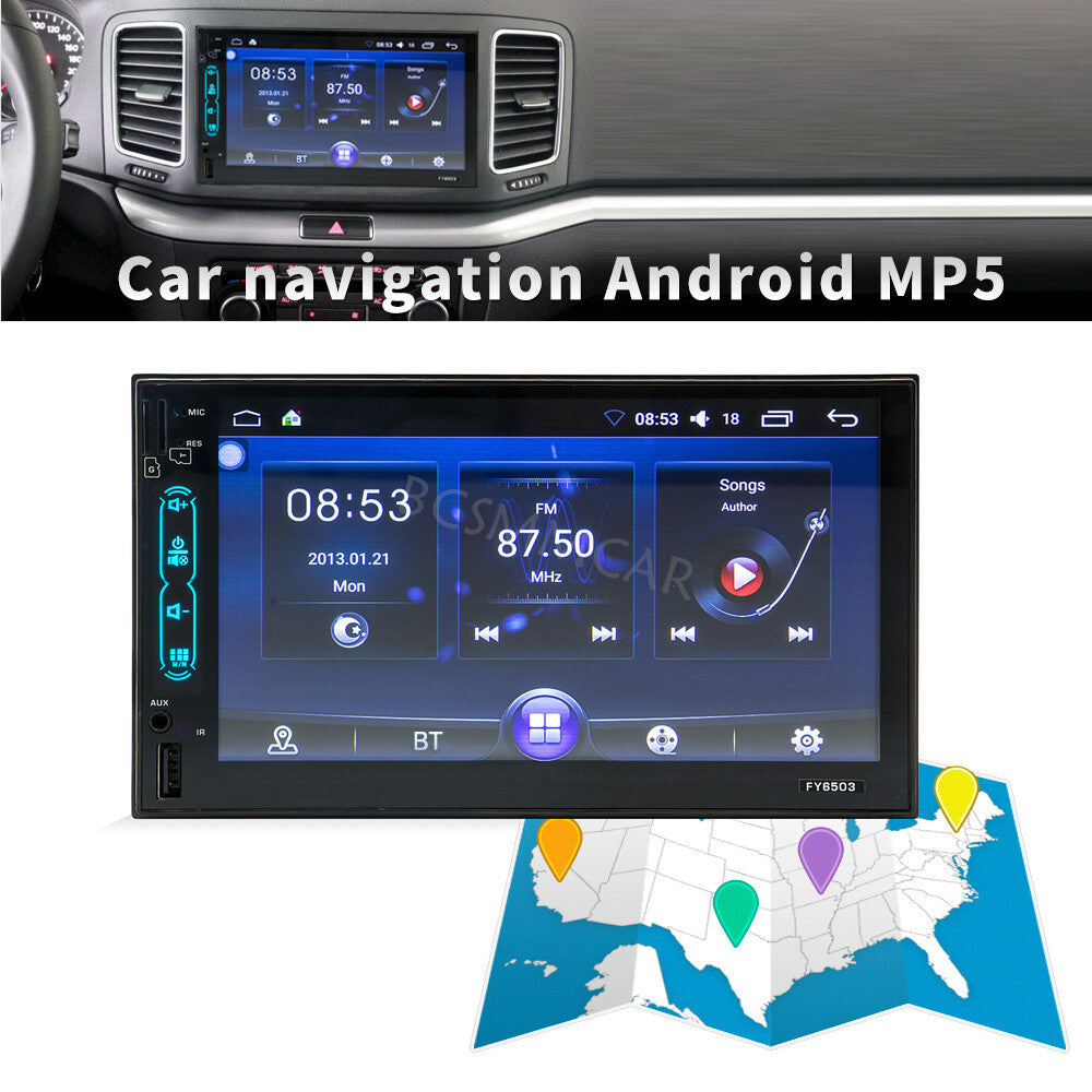 7in Double Din Car Stereo HD Touch Screen MP5 Player GPS WIFI Bluetooth FM USB