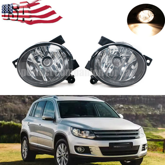 Left and right cleaning lens fog lights and front bumper fog lights are suitable for Volkswagen for Tiguan 2012-2017.
