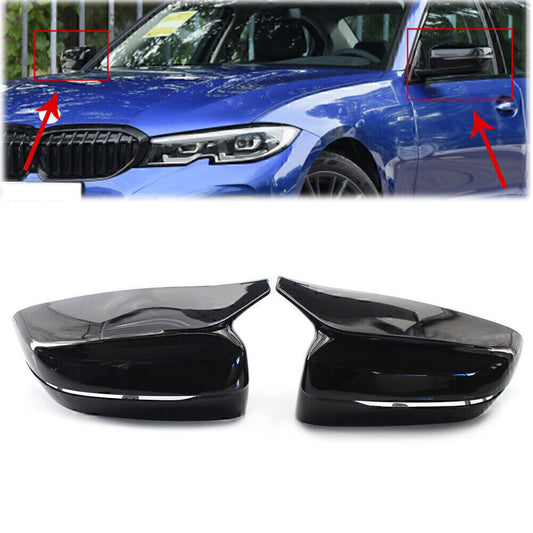 Glossy black M-style rearview mirror cover suitable for BMW 3 Series G20 G30 2017-20