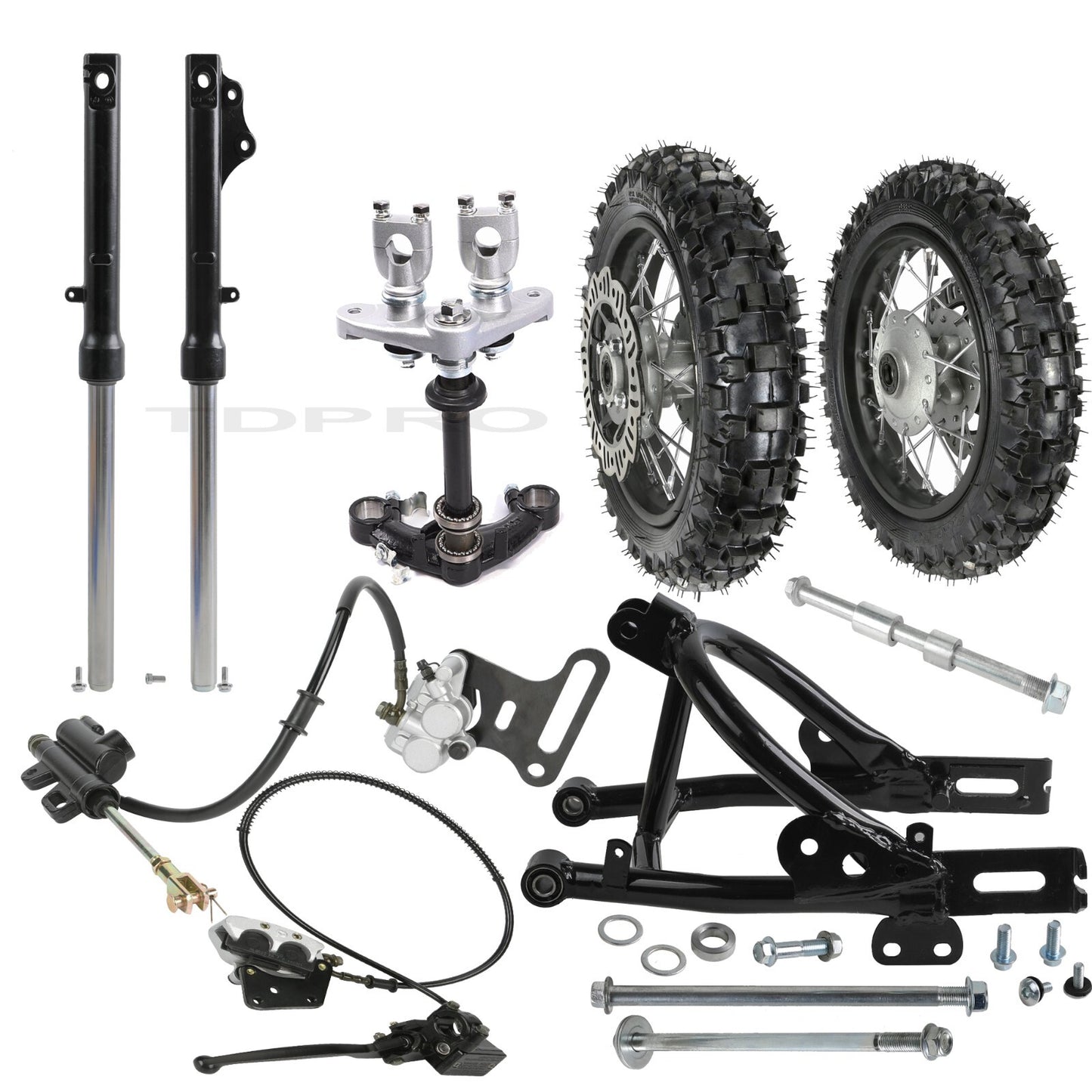 Front fork and 10-inch front and rear wheels 2.50-10 3.00-10 and swingarm Apollo SSR CRF50