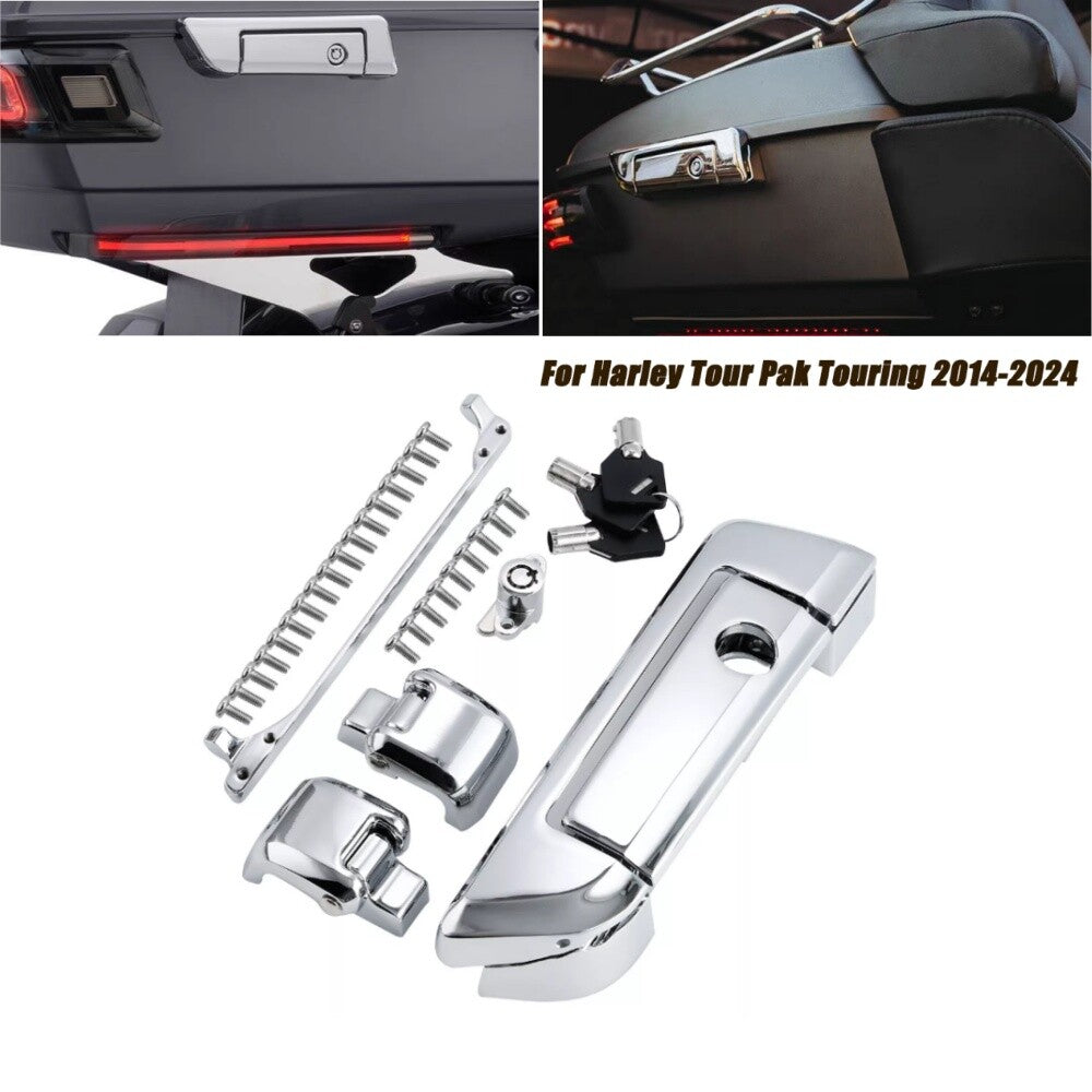 Chrome Pack Trunk Latches Key Hinges Fit for Harley Touring Tour Pak 2014-2024