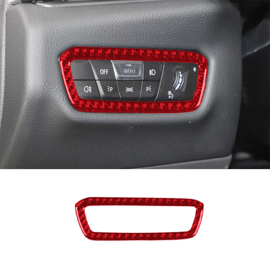 Red Carbon Fiber Headlight Control Cover Trim for Toyota Supra A90 2019-2022