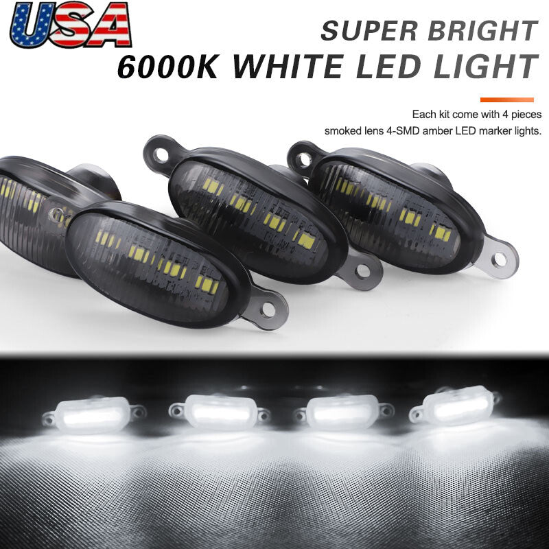 4PC Smoke Lens LED Front Grille Running Lights White for Ford F-150 Style
