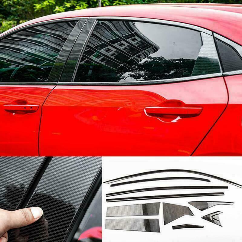 20X for Honda for Civic Hatchback 2017-2021 Carbon Fiber Car Window Strip Cover Trim