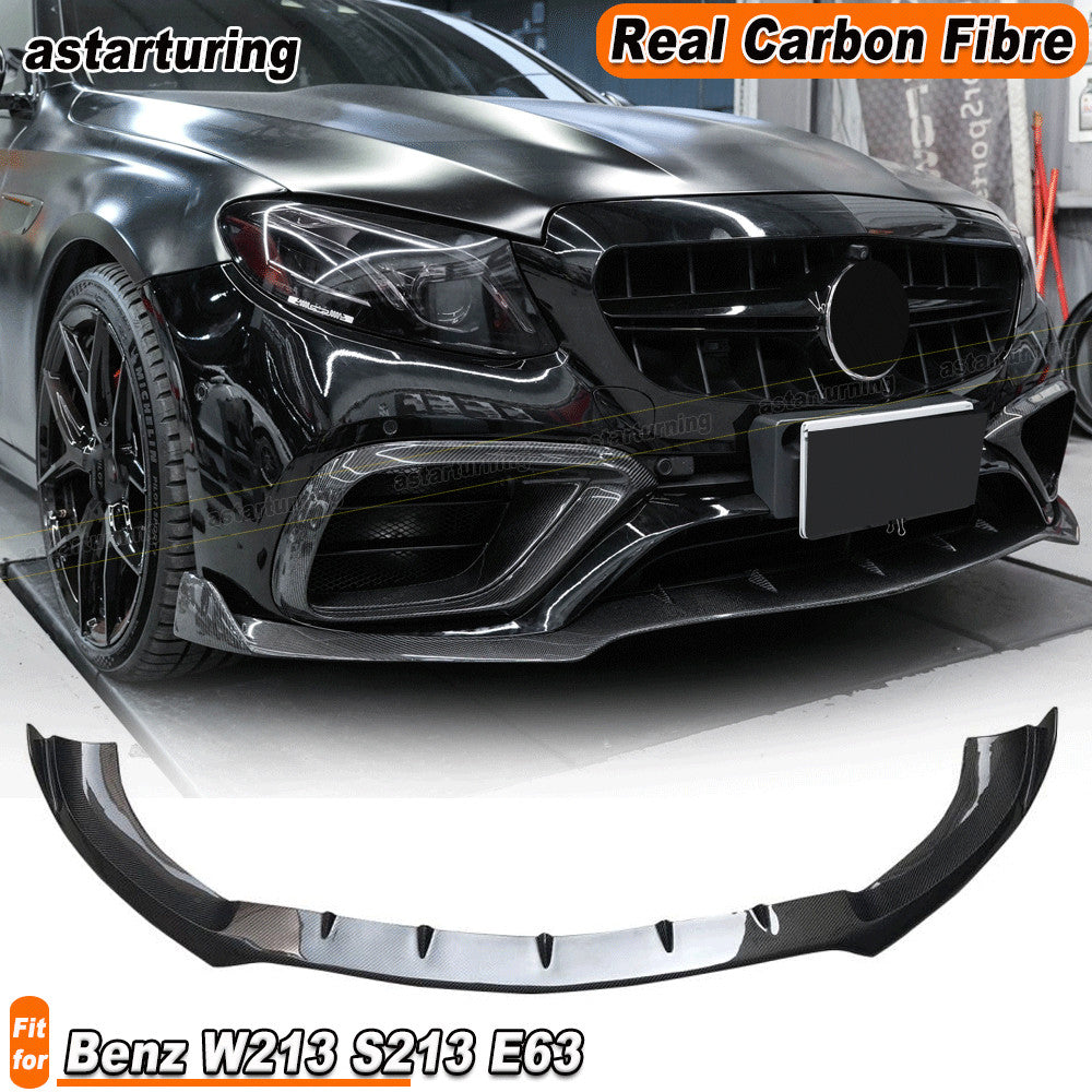 for Mercedes-Benz W213 S213 E63 AMG 2016-20 REAL Carbon Front Bumper Lip Spoiler