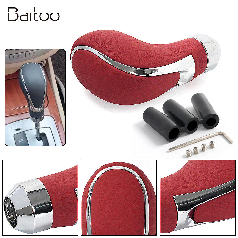 Red Universal Leather Automatic Car Shift Knob Manual Gear Stick Shifter Lever