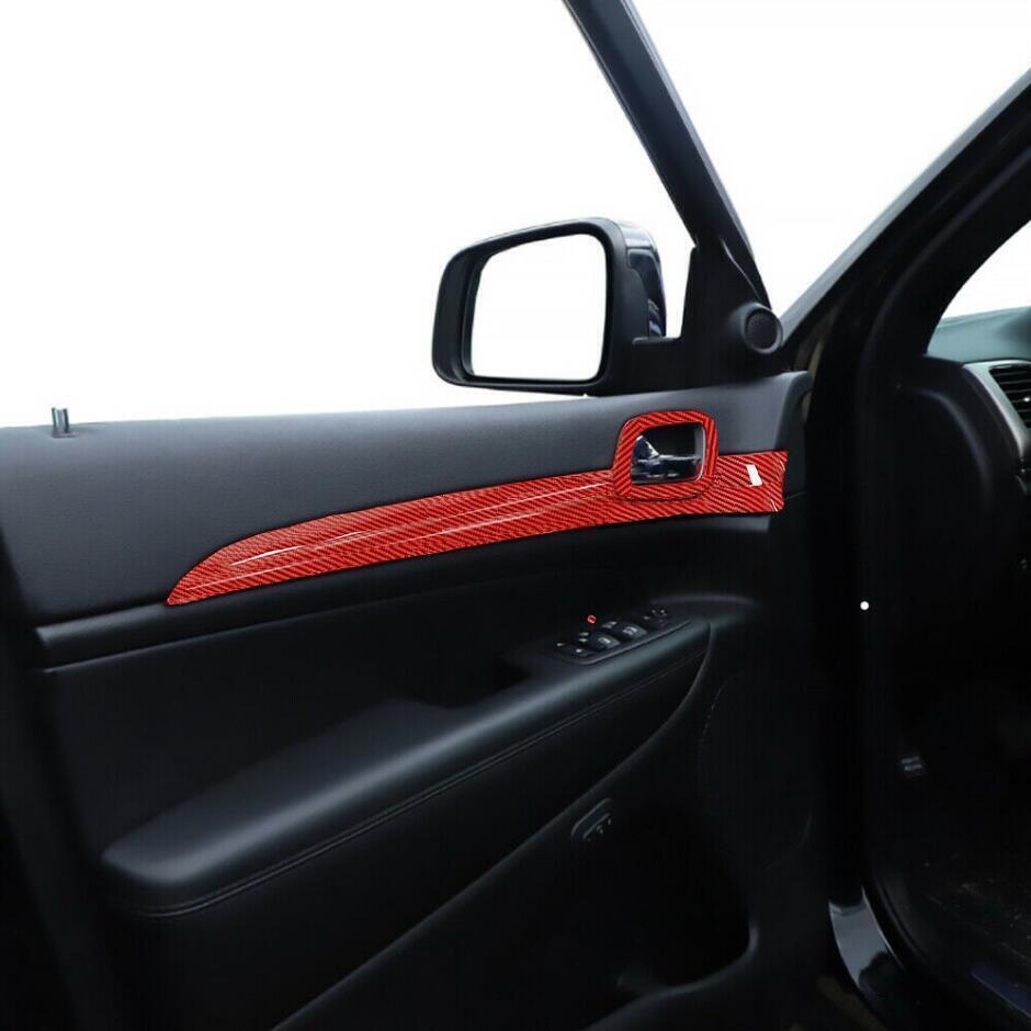 For 2011-20 for Jeep Grand Cherokee Red Carbon Inner Door Handle Trim Cover Strip 4x
