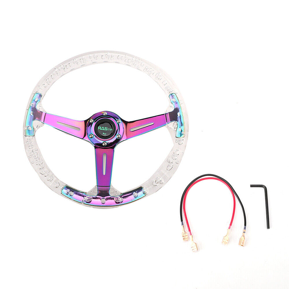 14 350mm Aluminum Racing Acrylic Steering Wheel with Quick Release Blue US