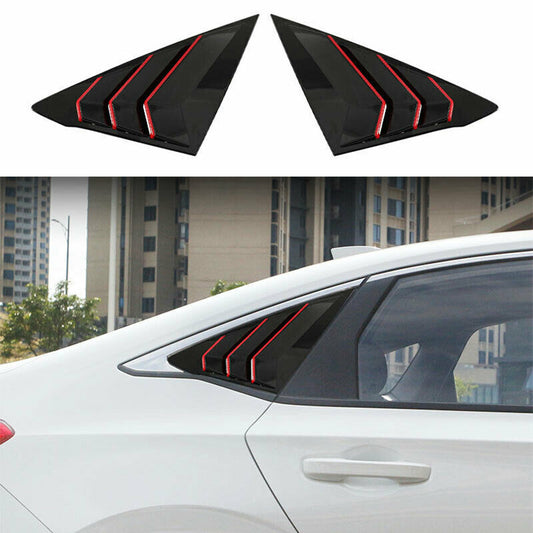 Red+Black Rear Side Vent Window Scoop Louvers 1/4 for Honda for Civic 11th 2022-2023