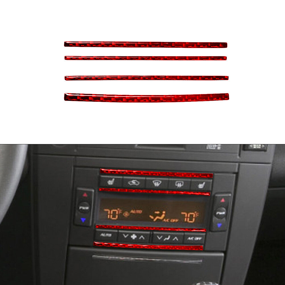 Red Carbon Fiber Climate Control Panel Cover Trim Strip for Cadillac CTS 2003-07
