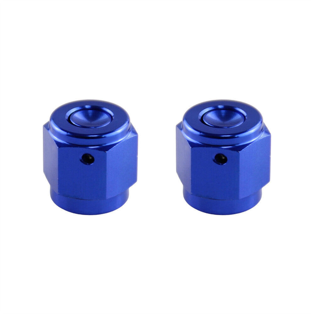 2PCS Aluminum Adapter Female Flare Cap/Plug/Nut Fitting 4-AN AN4 7/16-20 Blue