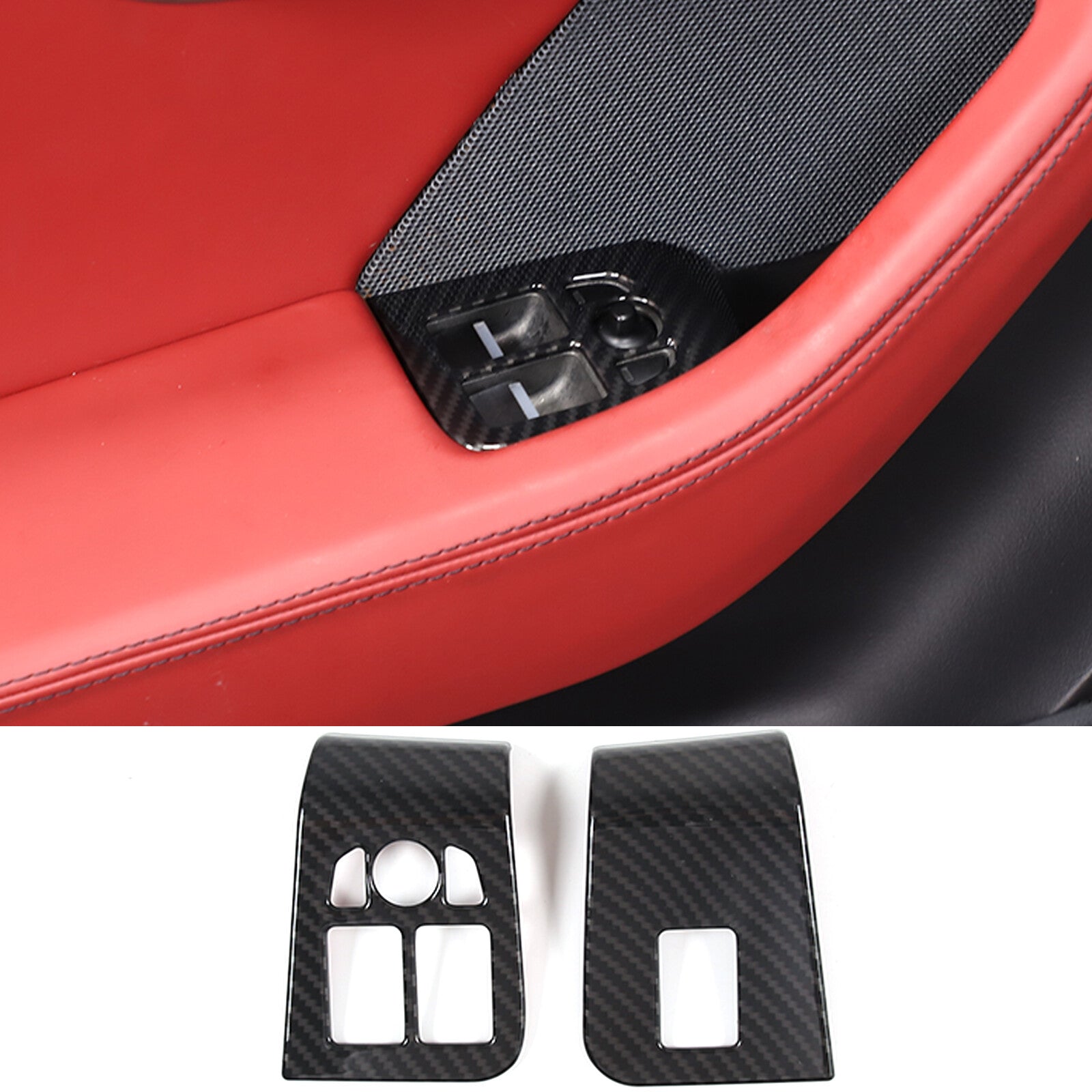 Matte black ABS door mechanical switch button decorative sticker for Corvette C8 20-23