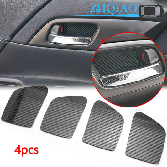 Carbon Fiber Style Inner Door Handle Bowl Cover Trims for Honda Accord 2013-2017