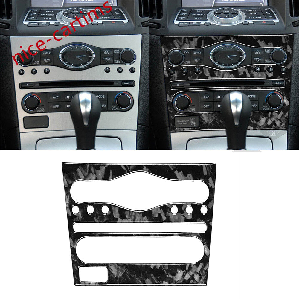 Forged Carbon Fiber Center Console AC CD Trim for Infiniti G37 2010-13 Q60 14-15