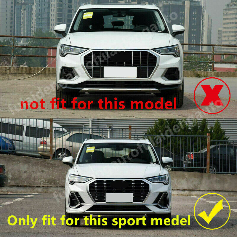 for Audi Q3 2019 2020 2021 Chrome Front Bumper Bottom Grille Cover Strips Steel