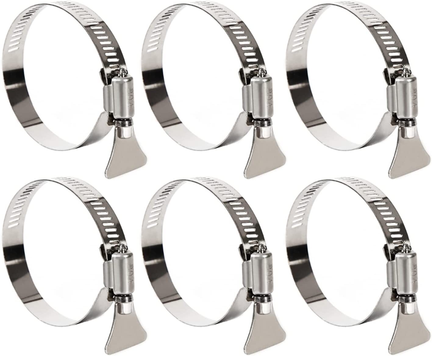 6-Piece Stainless Steel Adjustable Hose Clamps 84-108mm Butterfly Hose Clamps