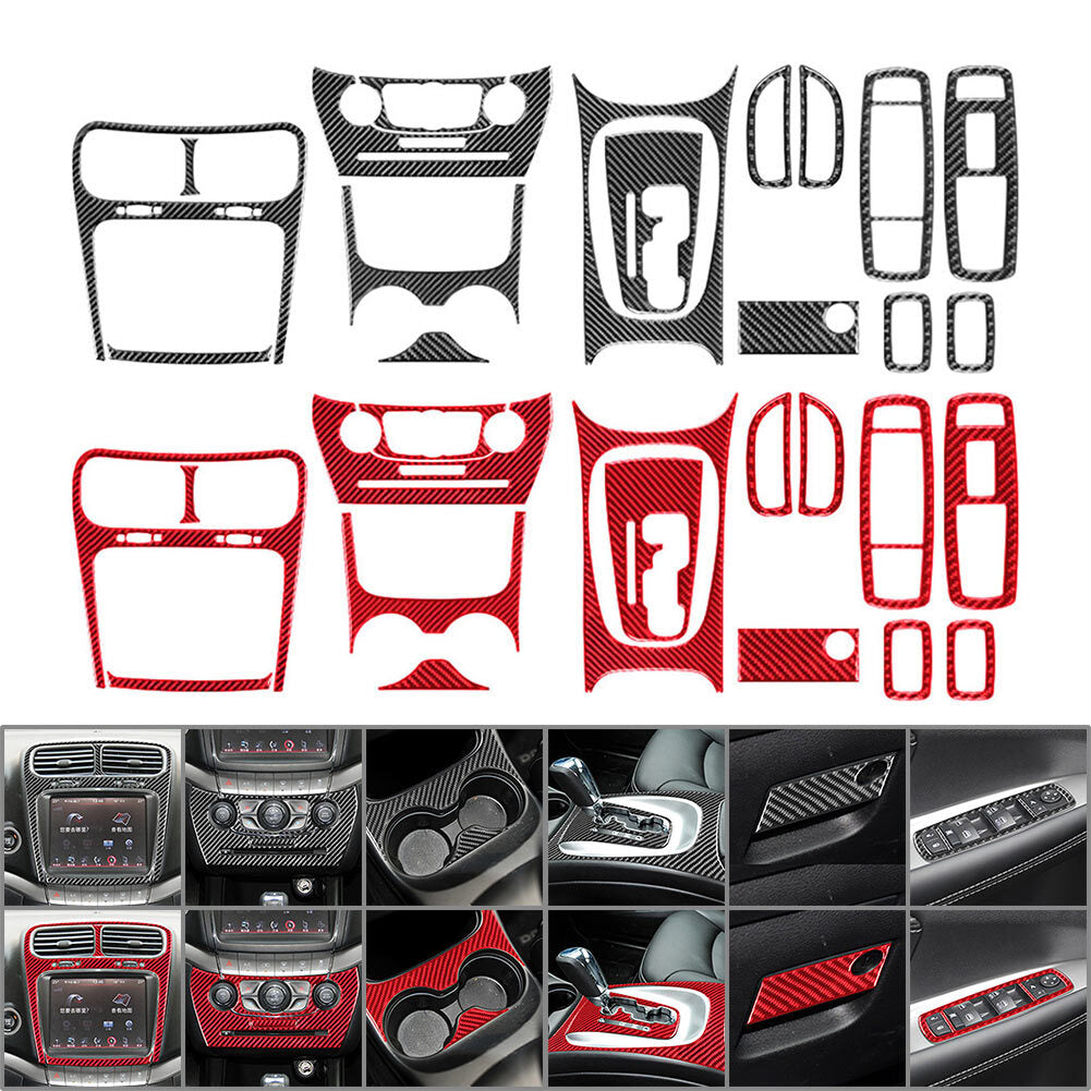 16Pcs Carbon Fiber Full Interior Kit Cover Trim for Dodge Journey 2011-2018