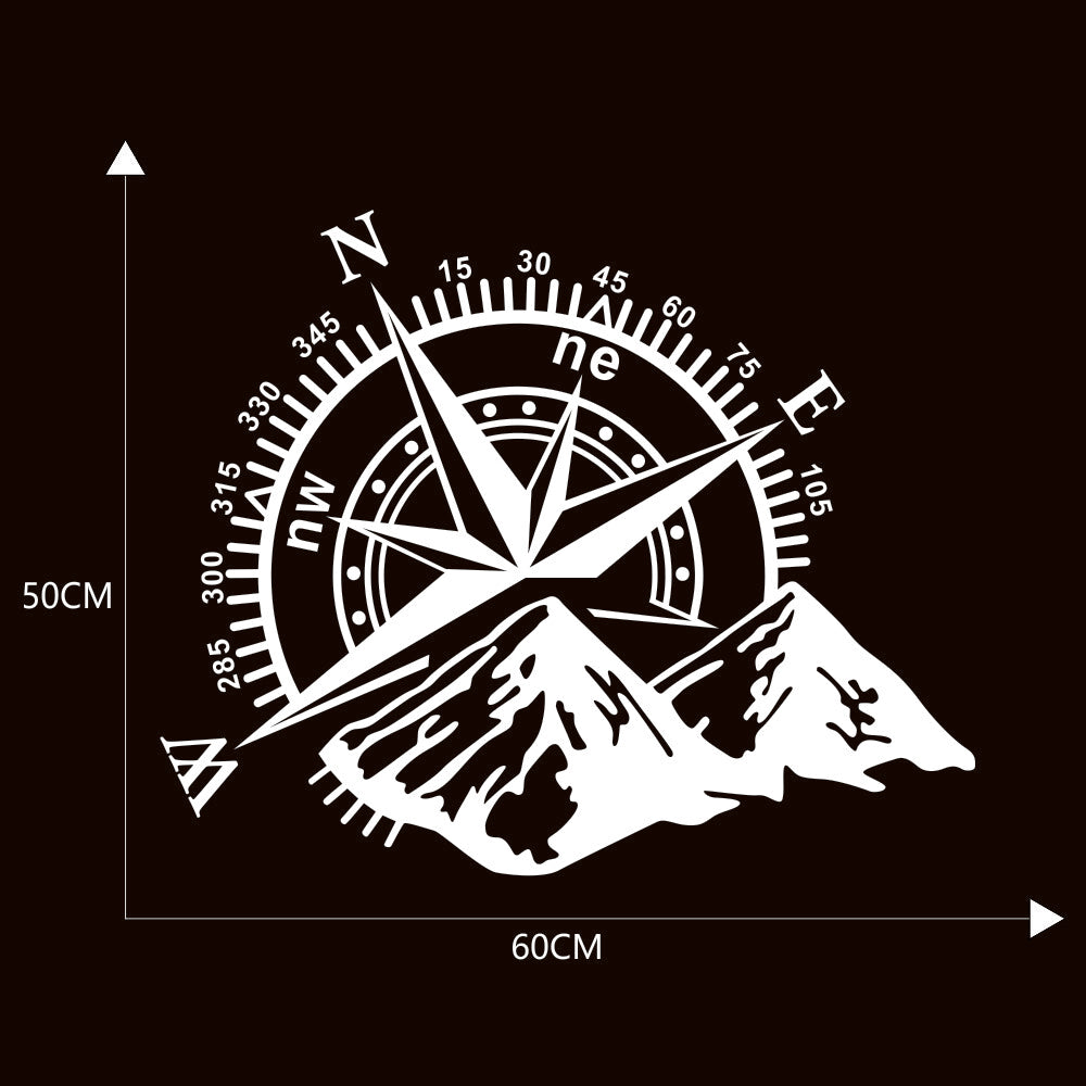 Car Decal Vinyl Sticker Travel Compass Mountains Decoration For Camper RV Truck