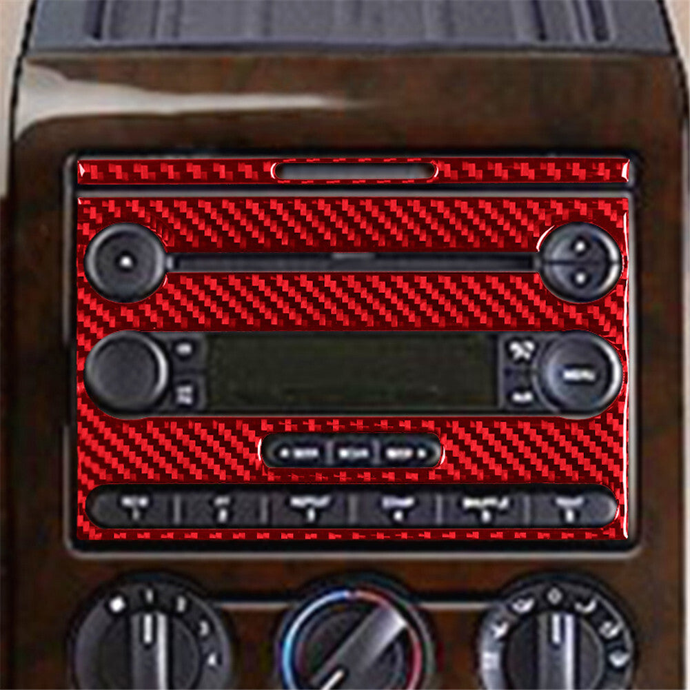 2Pcs Red Carbon Fiber Interior Radio With CD Cover Trim for Ford F-150 FX4 04-08