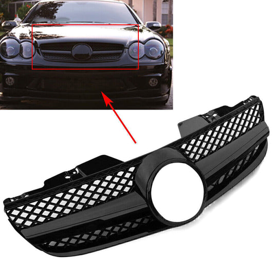 Upper Bumper Mesh Grille for Mercedes-Benz R230 W230 SL500 SL600 2007-2009 Black