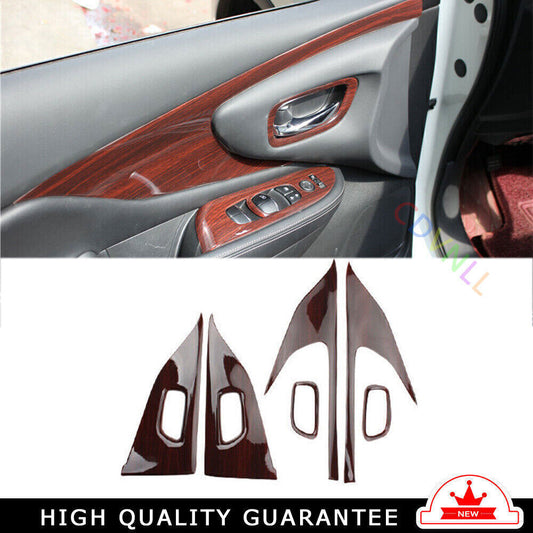 6X Inner Door Panel Molding Cover Trim for Nissan Murano 2015-24 Red Wood Grain