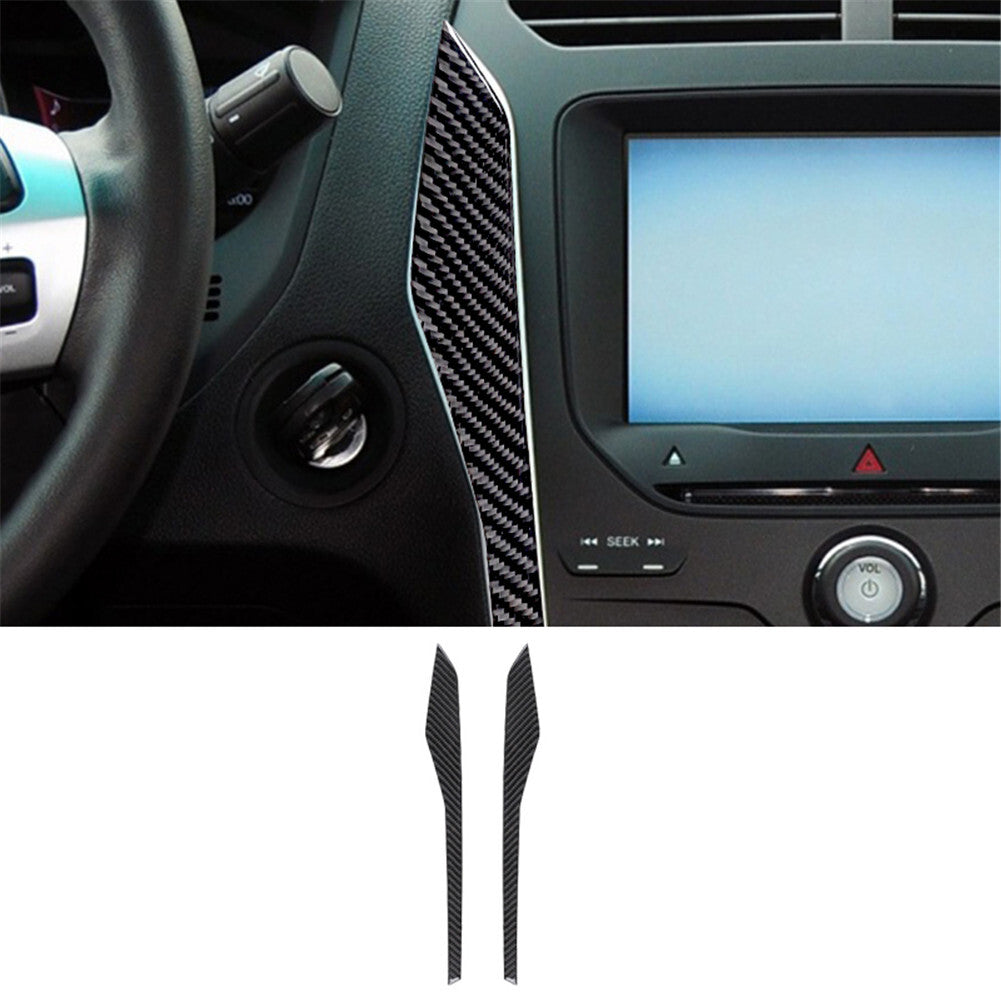 2Pcs Carbon Fiber Center Console Side Trim Strip Panel for Ford Explorer 2011-14