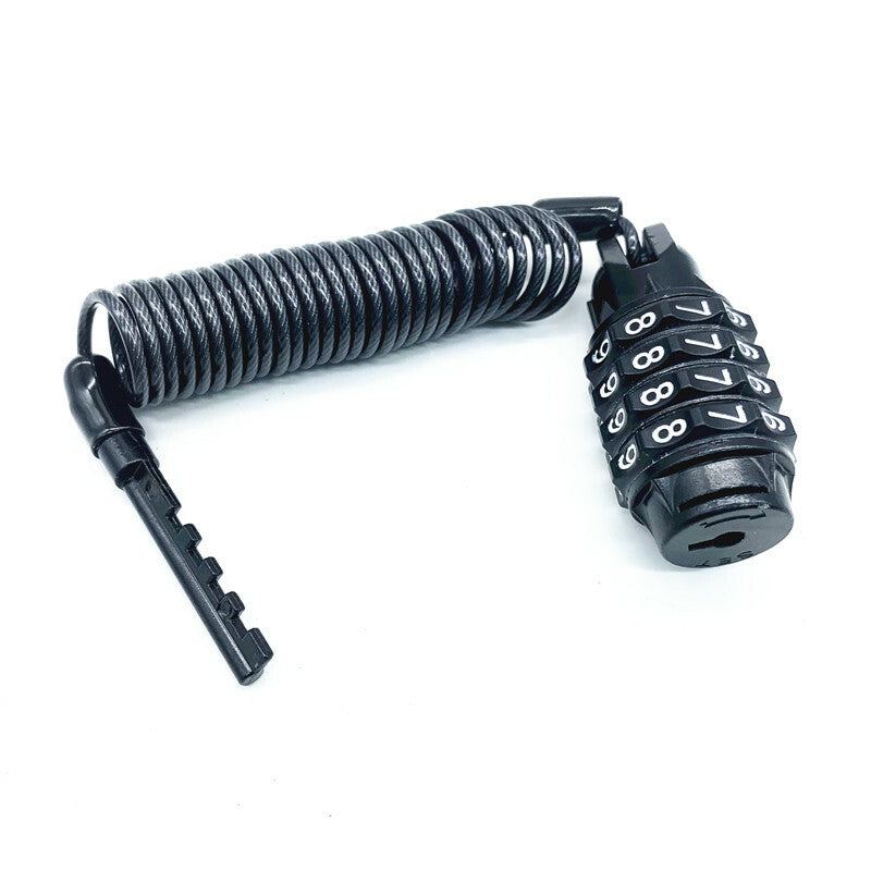 Black for Mini Anti-theft Motorcycle Helmet 4 Digit Password Alloy 1.5M Cable Lock