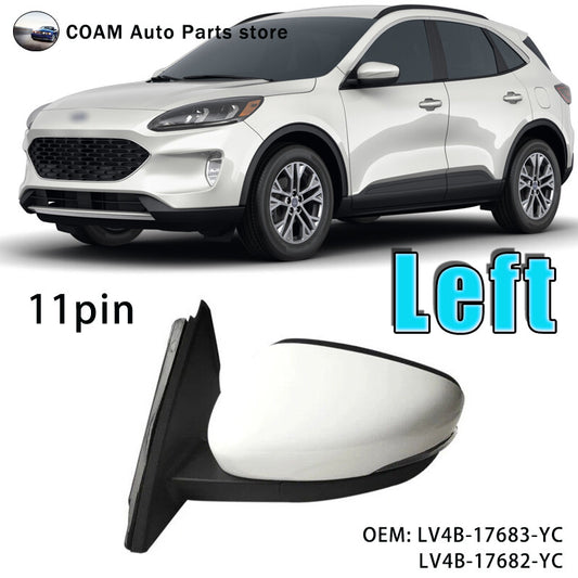 Power heated mirror assembly, white, 11-pin left, for Ford Escape 2020 - 2023