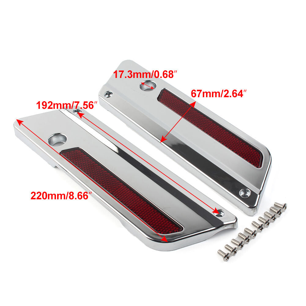 Saddlebag Latch Plate Cover With Red Reflectors for Harley Touring 1993-2013