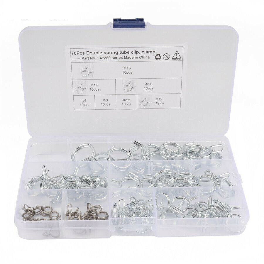 70x Motorcycle Fuel Line Petrol Pipe Fuel Hose Clips / Clamps Spring Double Wire