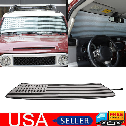 Car windshield sunshade with American flag UV shield for Toyota FJ Cruiser 14+