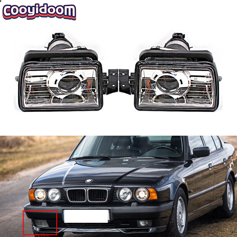 A pair of front bumper fog lights and daytime running lights suitable for 1988-1995 for BMW 5 E34.
